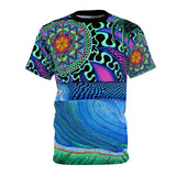 Flower of Life Blue Purple Ocean Trippy All Over Print T Shirt - Spiritual Sacred Geometry Shirt, Psychedelic clothes, Raver clothing
