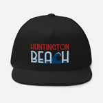 Huntington Beach Wave Patriotic Red White & Blue Flat Bill Snap Back Hat
