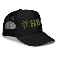 Green HB and Palm Trees in Christmas Lights Foam trucker hat